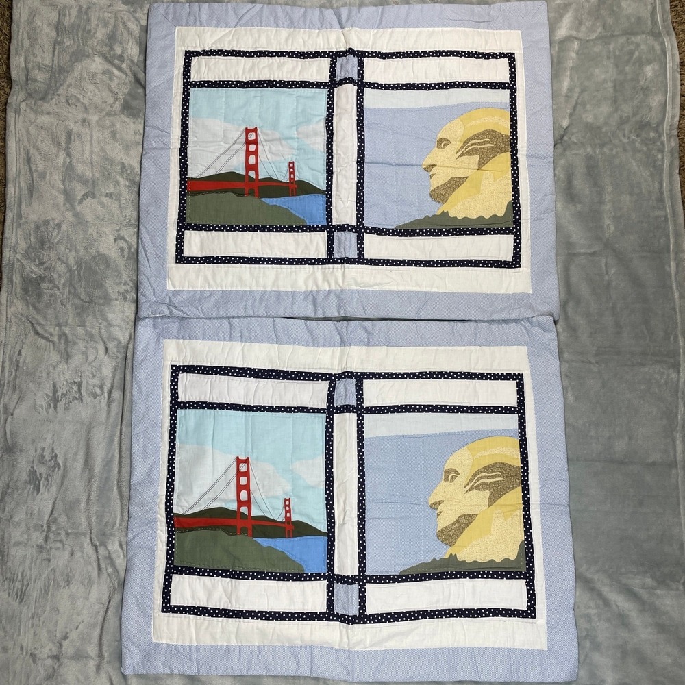 Sunham Home Quilted Pillow Shams Set of 2 Golden Gate Bridge Mt Rushmore 20x26